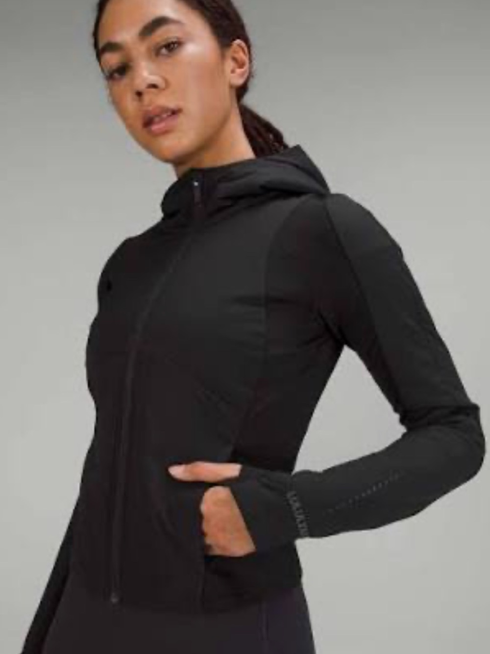 lululemon athletica Set Your Pace Black Hooded Zip Jacket